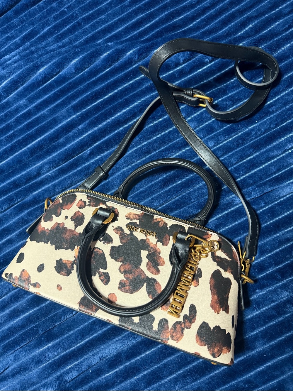 Steve Madden Leopard-Print Satchel in Black & Brown